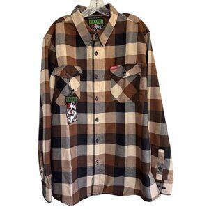Dixxon Flannel Company Sanchez Flannel Shirt Brown Tan Plaid Long Sleeve Mens 2X